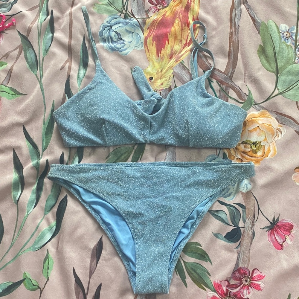 H&M Shimmery Light Blue Bikini Set